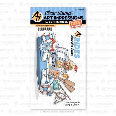 Art Impressions Clear Stamps und Outline-Stanzschablonen - Fishing Boat